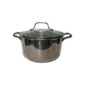 T-Fal Stock Pot With Lid 5.5 Qt./5L. Stainless Steel. Silver-Color, Vented,